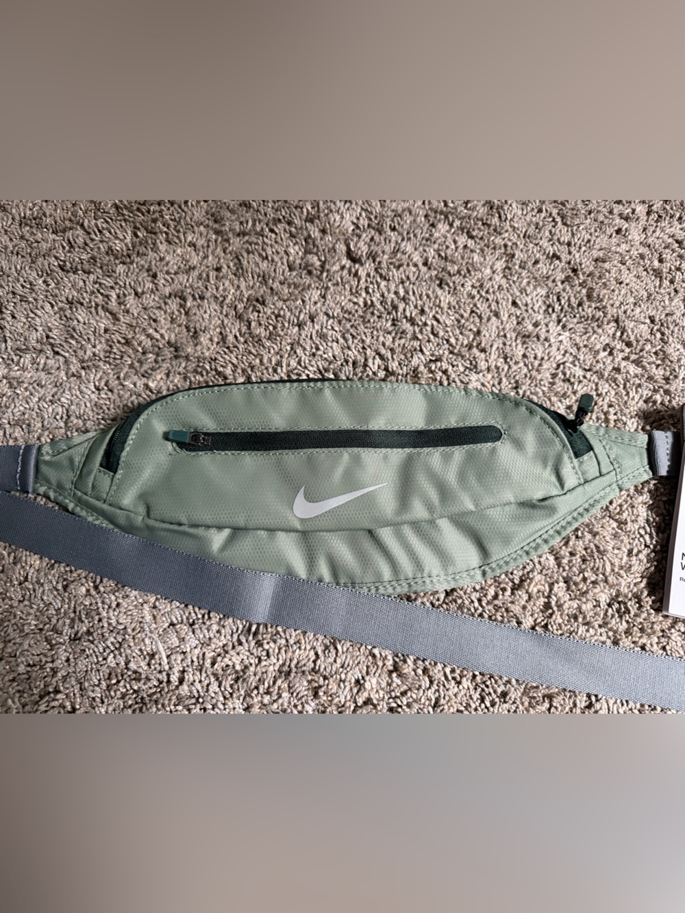 Nike Sage Green Waist Sling Bag with White Swoosh